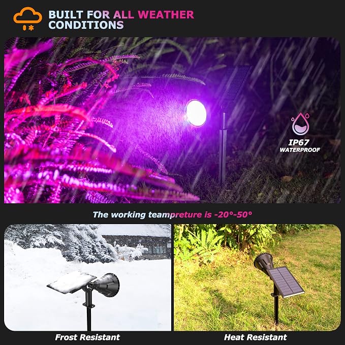 Solar Color Spot Lights Outdoor, 21 LEDs Color Changing Outdoor Lights - Image 4