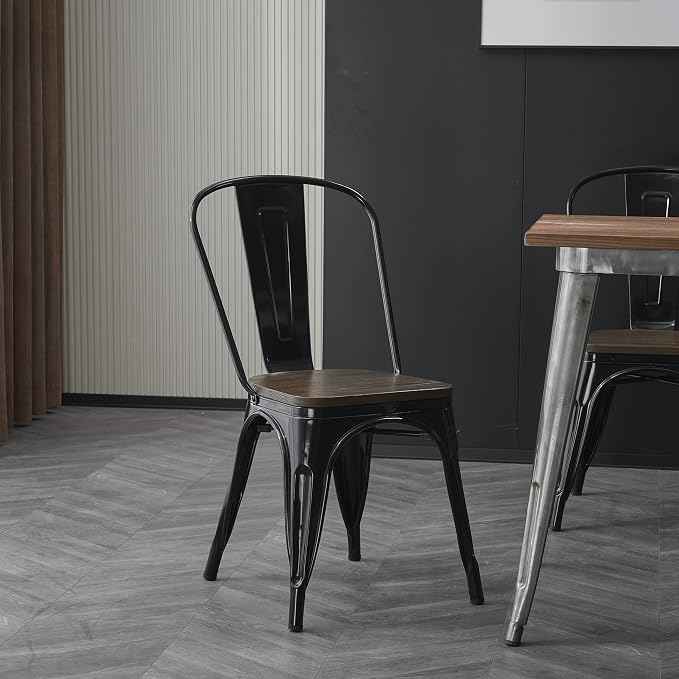 Nazhura Metal Dining Chair Farmhouse Tolix Style
