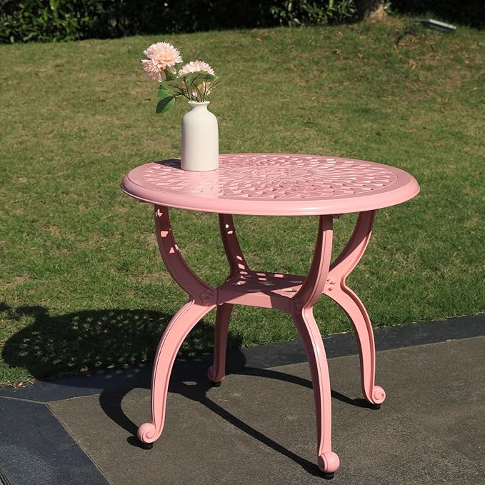 Cast Aluminum Outdoor Side Table, Small Patio Table, Outdoor Coffee Tables - Image 6