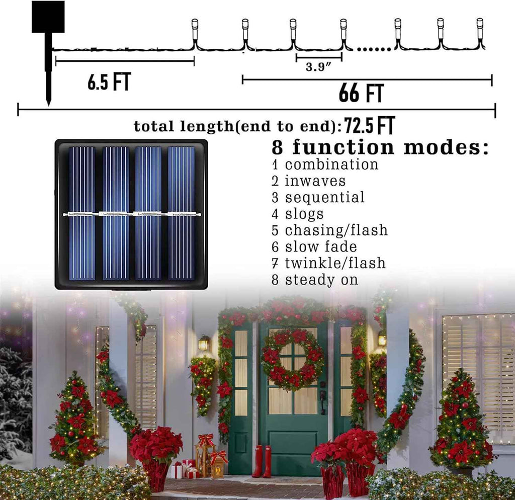 TW SHINE 2 Pack Solar Christmas Lights Decorations Outdoor, Total 400 LED 132 FT Solar Powered Outdoor Christmas Light with 8 Modes, Waterproof Christmas Decor for Home Tree Party Yard (Multi-colored)
