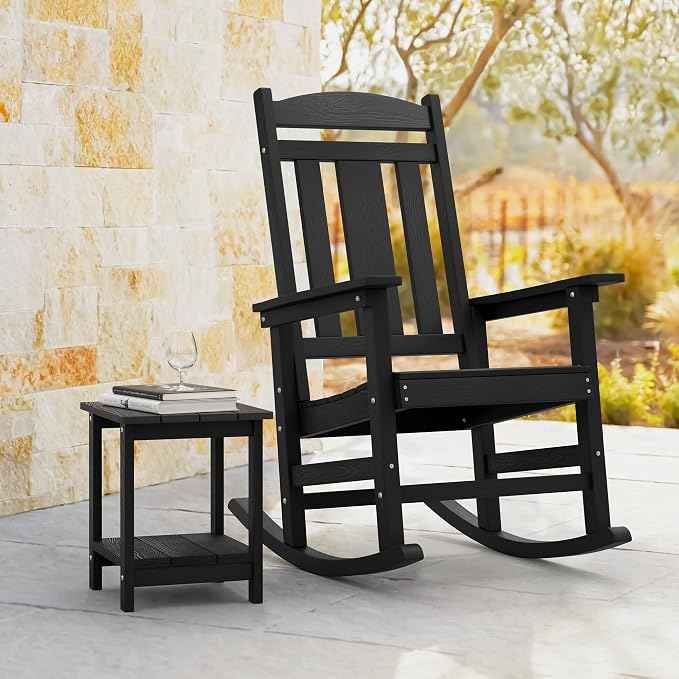 LUE BONA Rocking Chair Outdoor, Weather Resistant Poly Plastic Rocker Chairs