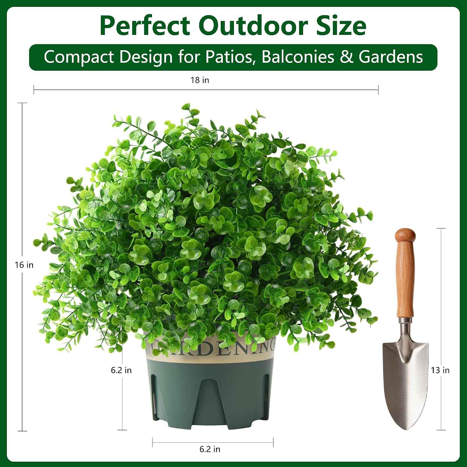 2 Pack Artificial Boxwood Topiary Trees Fake Plants for Outdoor Front Porch | UV-Resistant, Faux Realistic Greenery Potted Bushes with Pots for Front Door, Porch, Farmhouse, Garden Decor