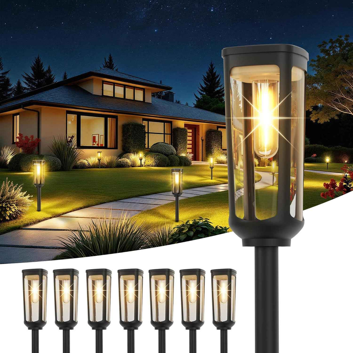 JEJOT Solar Pathway Lights Outdoor Waterproof, 8 Pack Solar Walkway Lights | Solar Light outdoor for Lawn Yard Garden Patio Driveway Decor Landscape, Warm White