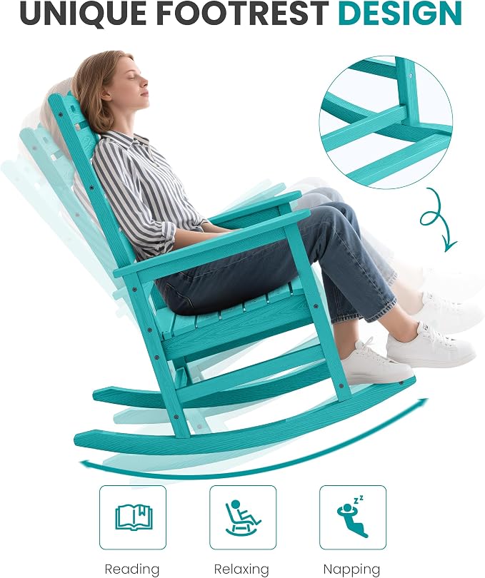 SERWALL Outdoor Rocking Chair Set of 2, Oversized Rocking Chair - Image 7