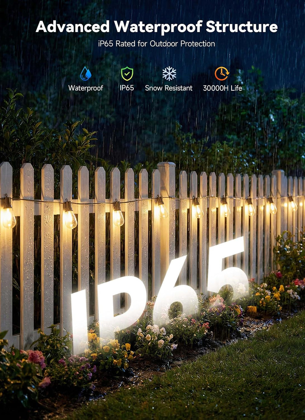Minetom 101FT Outdoor String LED Patio Lights Waterproof,Shatterproof S14 Vintage Edison Bulbs,Commercial Grade Outside Hanging Lights Waterproof for Porch Deck Garden Backyard Balcony Cafe Bistro