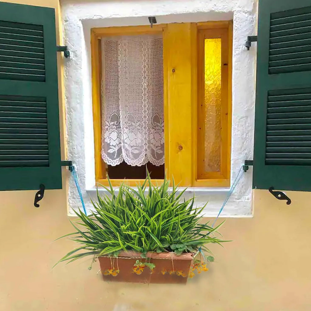 12 Bundles Artificial Greenery Outdoor Shrubs Faux Plants Fake Grasses | UV Resistant, Faux Plastic Greenery, Home Garden Pathway Window Box Front Porch, Outdoor Decor