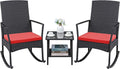 Greesum 3 Pieces Patio Furniture Set Outdoor Wicker Rocking Chairs by BuynowfromGreesum