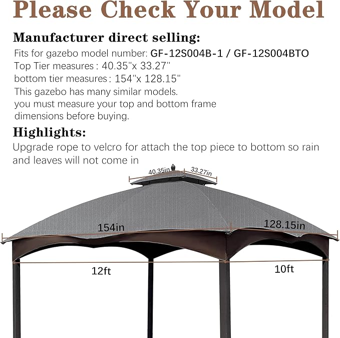 SCOCANOPY Replacement Top for The Lowe's Gazebo Model #GF-12S004B-1 / - Image 2