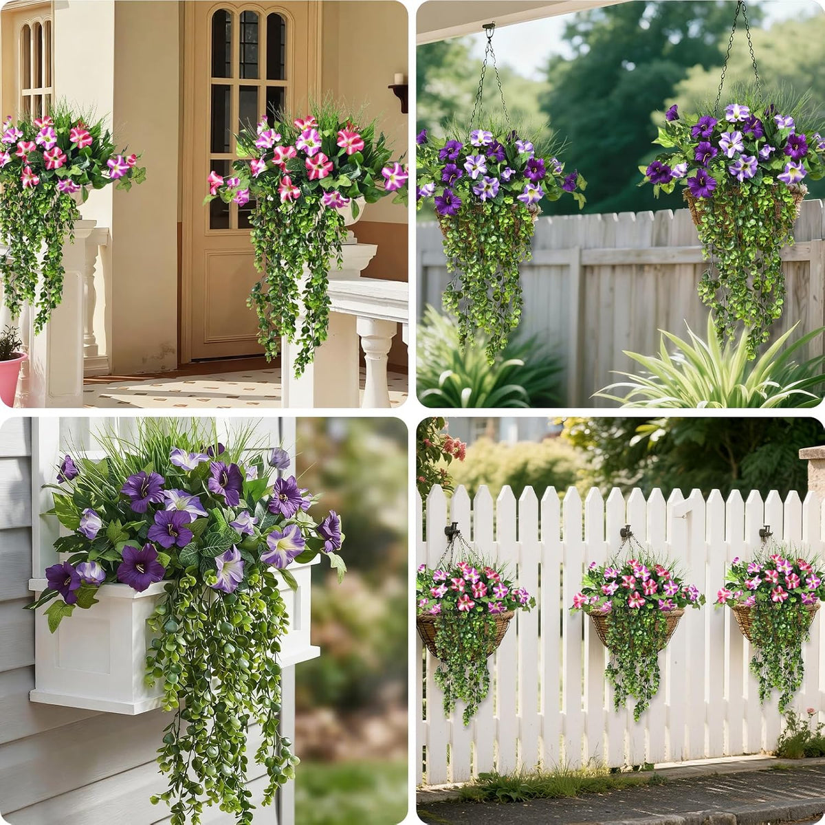 Waipfaru 4Pcs Fake Hanging Plants 2.7FT Fake Plants Fake Vines Greenery | UV Resistant Faux Outdoor Plants Ivy Vines for Modern Boho Patio Outdoor Indoor Party Wall Porch Gazebo Aesthetic Decor