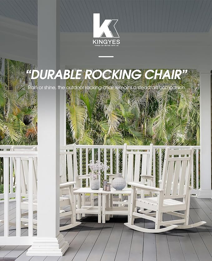 KINGYES Oversized Outdoor Rocking Chair Set of 2, All-Weather Patio Rocking - Image 9