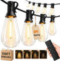 110FT(100+10) Outdoor LED String Lights with 2FT Bulb Spacing, Waterproof, Shatterproof, Dimmable, Warm White, 3 Lighting Modes, Timer, Plug in Hanging Backyard Lights for Outside, Patio