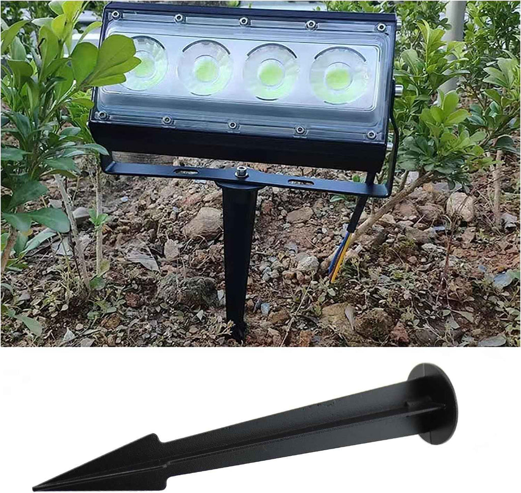 RLECS 6PCS 6.3 Inch Black Metal Threaded Screw Floodlight Grounding Stake Pathway Light/Garden Light Replacement Parts
