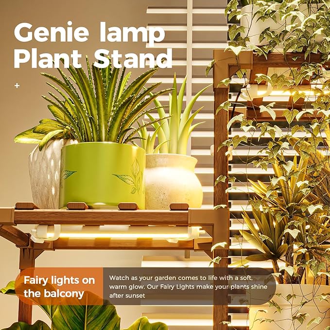 Bamworld Plant Stands with Grow Lights Sets of 2 Tall Plant Shelves - Image 3