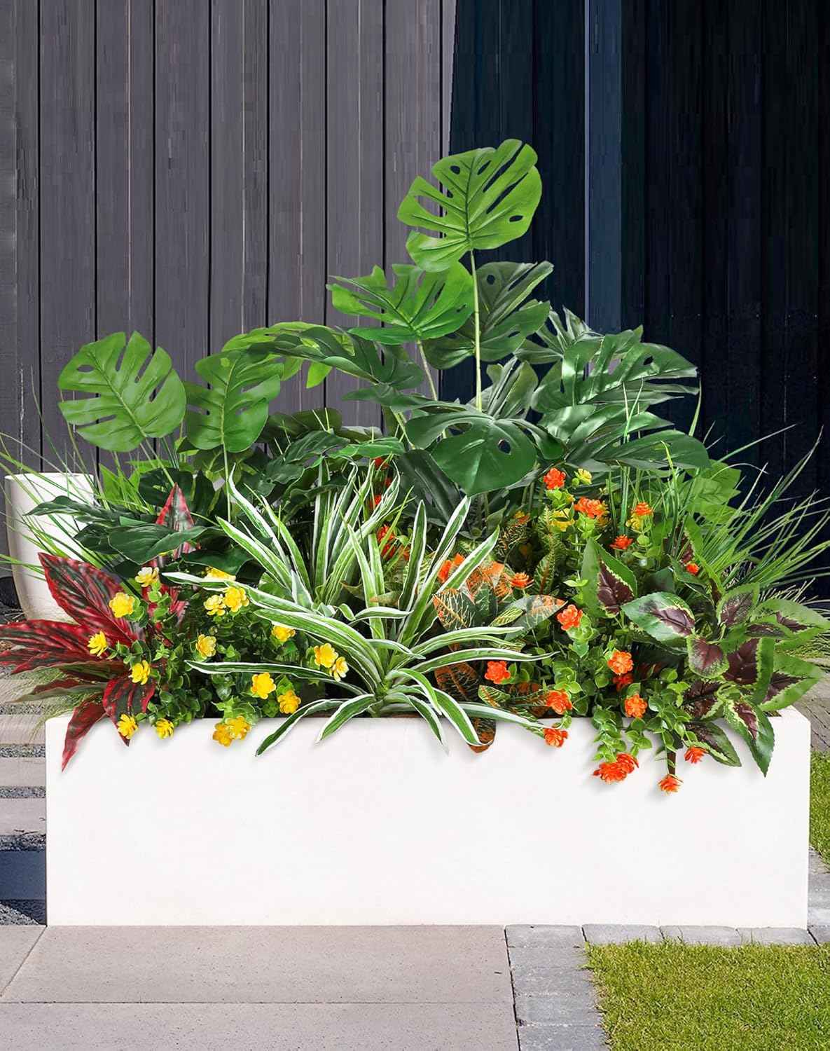 Ouddy Decor 18 Pcs Artificial Plants for Outdoors Fake Greenery Stems | Faux boxwood shrubs flowers, UV resistant, indoor outdoor porch patio garden table vase window box spring summer home decor