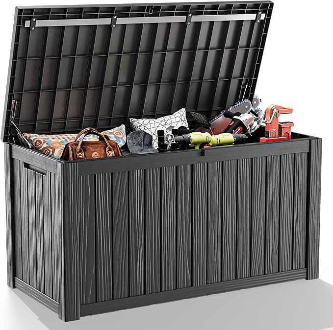 ROJIK 180 Gallon Outdoor Storage Box Waterproof-Patio Furniture Resin Deck Box by ROJIK
