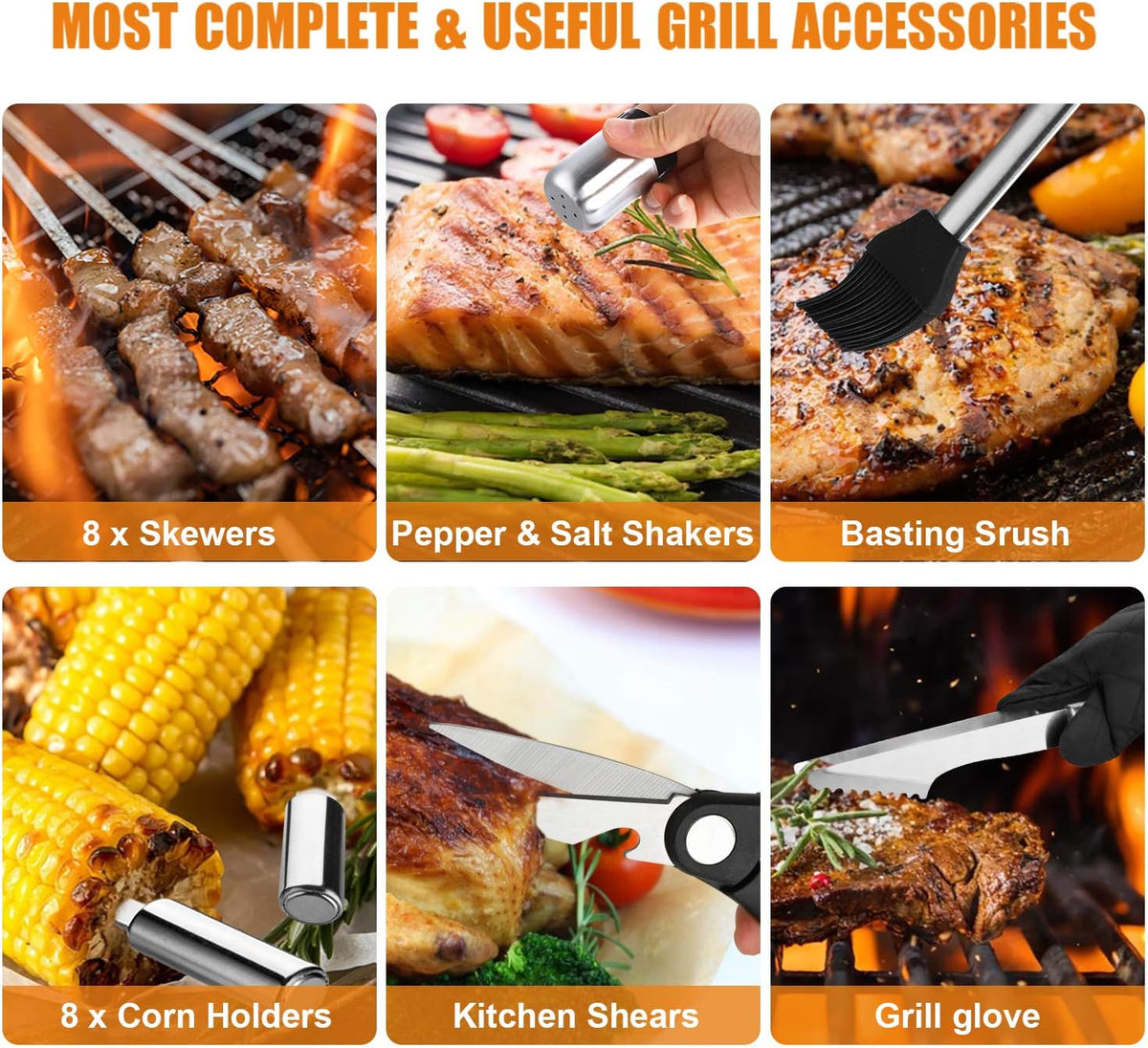 Cifaisi 38Pcs BBQ Tools Grilling Accessories Set with Aluminum Case | 16 Inch Stainless Steel Grill Tools, Thermometer, Grill Mats for Camping, Backyard Barbecue, Grilling Gifts for Men Women