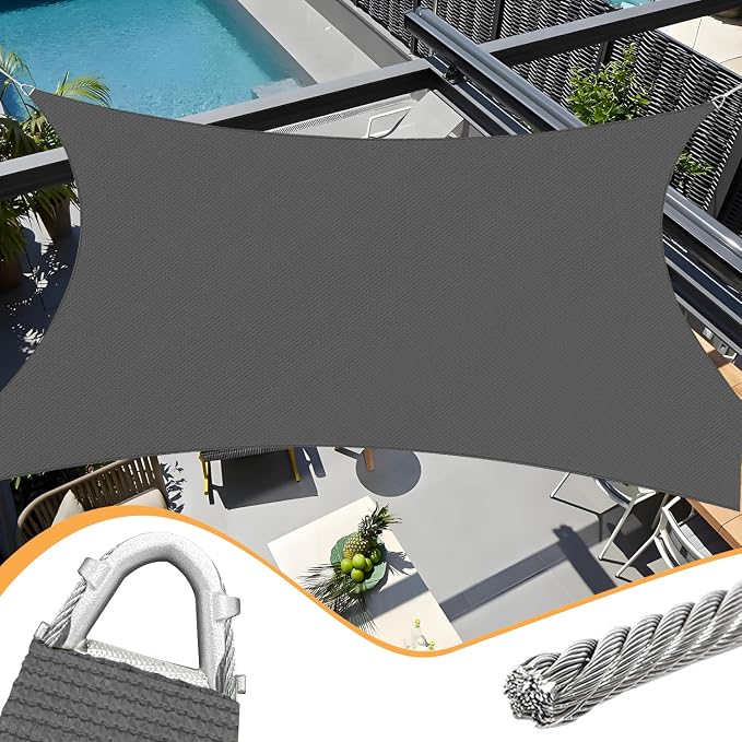 Upgraded with High-Strength Steel Cable Edges 20' x 24' Sun Shade Sail Dark by OOTONAT