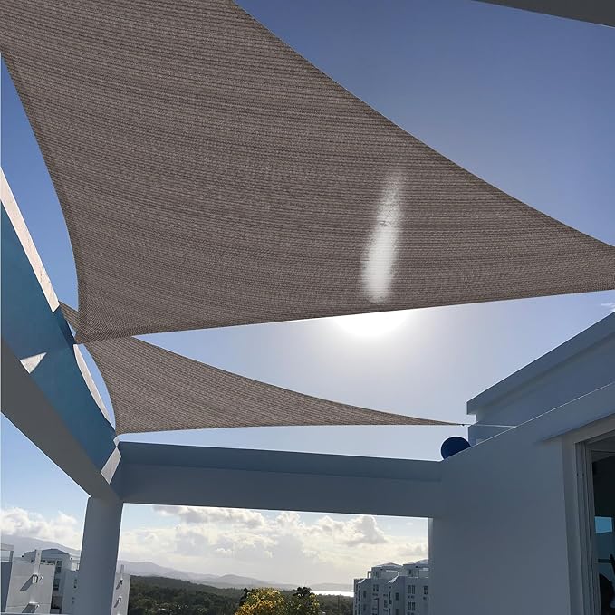 SUNNY GUARD Custom Size 16'x20'x20' Triangle Brown UV Block Sunshade by SUNNYGUARD