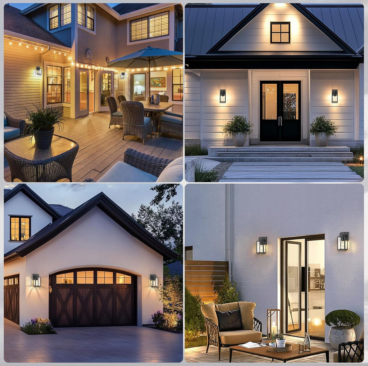 PARTPHONER Dusk to Dawn Outdoor Light Fixtures, 2-Pack Sensor Porch Lights, Waterproof Exterior Wall Sconce Lighting Lamp, Waterproof Wall Lantern for House, Doorway, Garage (Black)