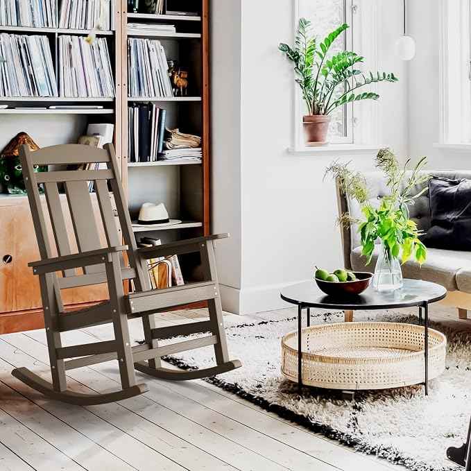 LUE BONA Outdoor Rocking Chairs Set of 2, Weather Resistant HDPS Poly Rocker