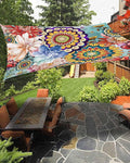 Sun Shade Sail 14'x18' Boho Floral Rectangle Sun Shade Sails Canopy Waterproof by LooPoP