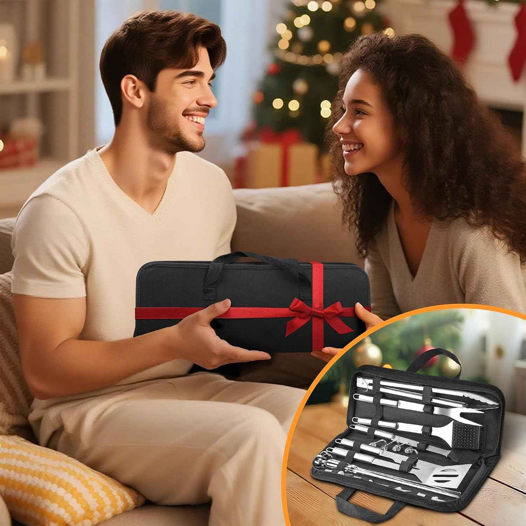 BBQ Accessories Grill Tools Set,Stainless Steel Barbecue Grill Accessories | Easy to Carry,with Canvas Bag,Barbecue Utensils Grilling Accessories,for Outdoor Barbecue,Gifts for Men ( Sliver-22PCS )