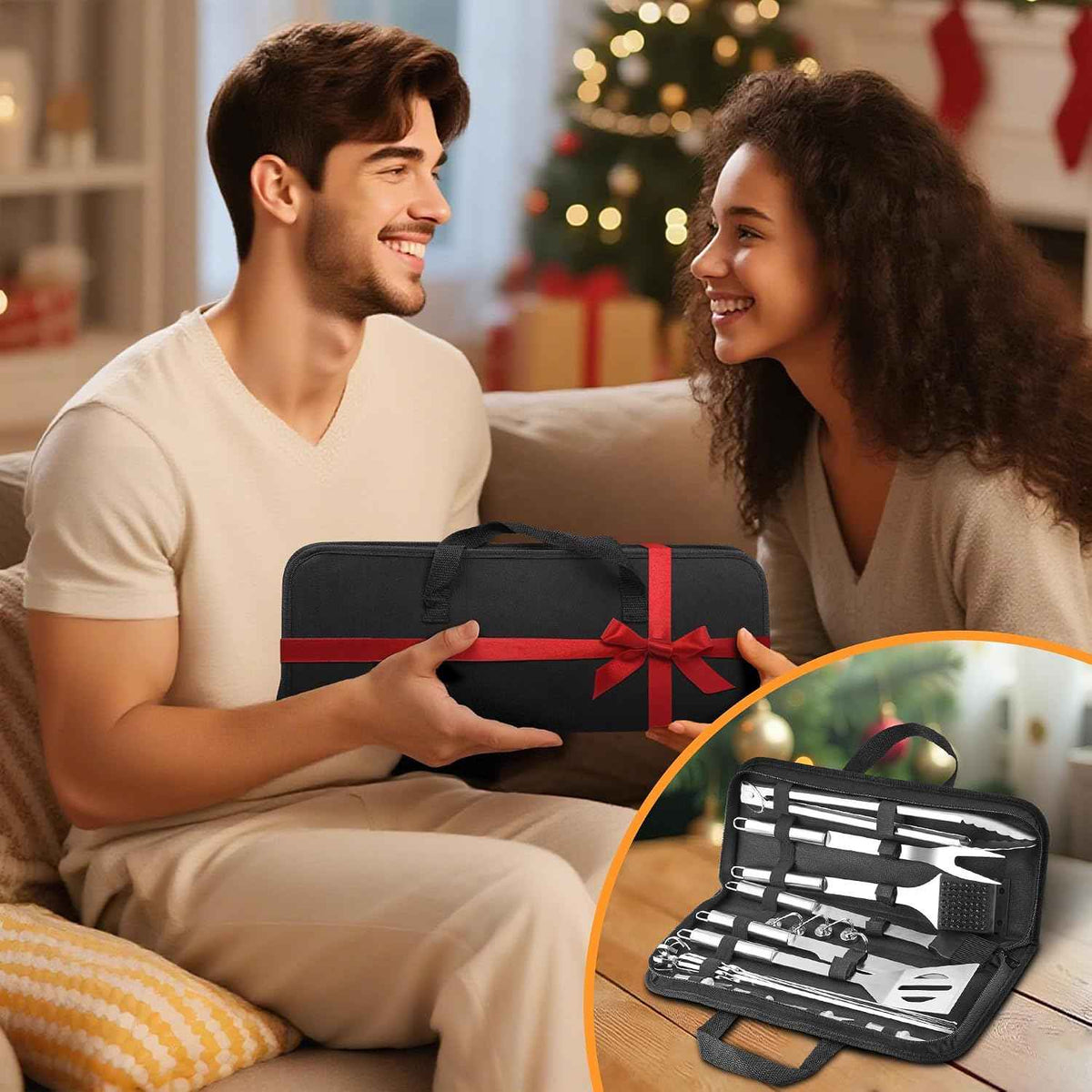 BBQ Accessories Grill Tools Set,Stainless Steel Barbecue Grill Accessories | Easy to Carry,with Canvas Bag,Barbecue Utensils Grilling Accessories,for Outdoor Barbecue,Gifts for Men ( Sliver-22PCS )