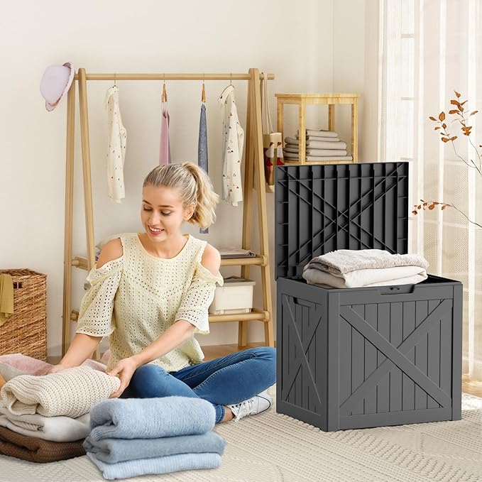 DRATO 32 Gallon Deck Box X pattern, Outdoor Storage Box - Image 3