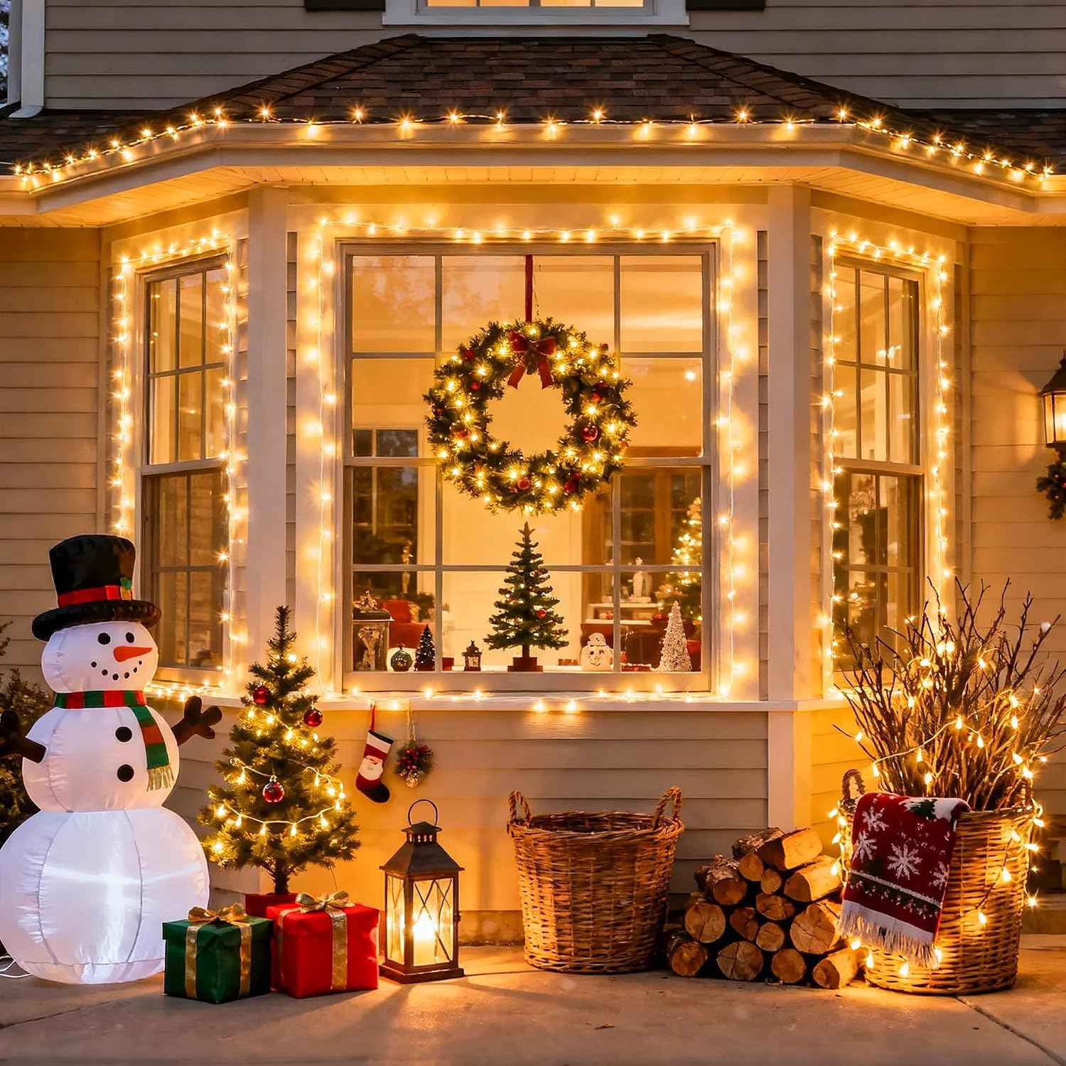 JMEXSUSS 8 Modes Classroom Lights, 500 LED Christmas Lights Indoor Outdoor | 163ft Clear Wire Plug-in Warm White String Lights Bedroom, Remote Control Christmas Tree Lights for Bedroom Tree Classroom
