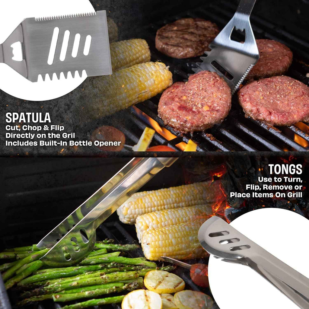 16-Piece BBQ Grill Accessories Set - Barbecue Tool Kit with Aluminum Case for Home Grilling - Great Gift for Birthday or Father’s Day by Home-Complete