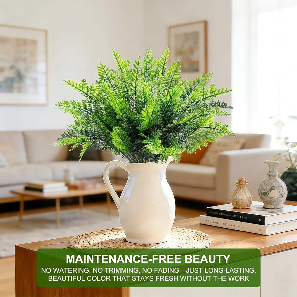 TURNMEON Artificial Plants Outdoor Fake Plants UV Resistant No Fade 12 Bundles 4 Styles Faux Plant Plastic Greenery Shrubs Boston Fern Lavender for Outside Gardens Porch Patio Indoor Home Decor