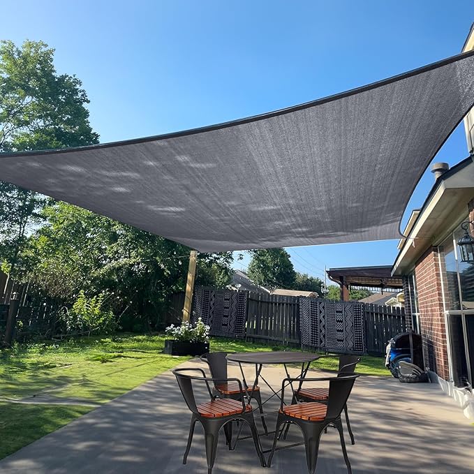 SUNLAX Sun Shade Sail 14' x 17' Dark Grey Rectangle Canopy Sail Shade Cover UV by SUNLAX