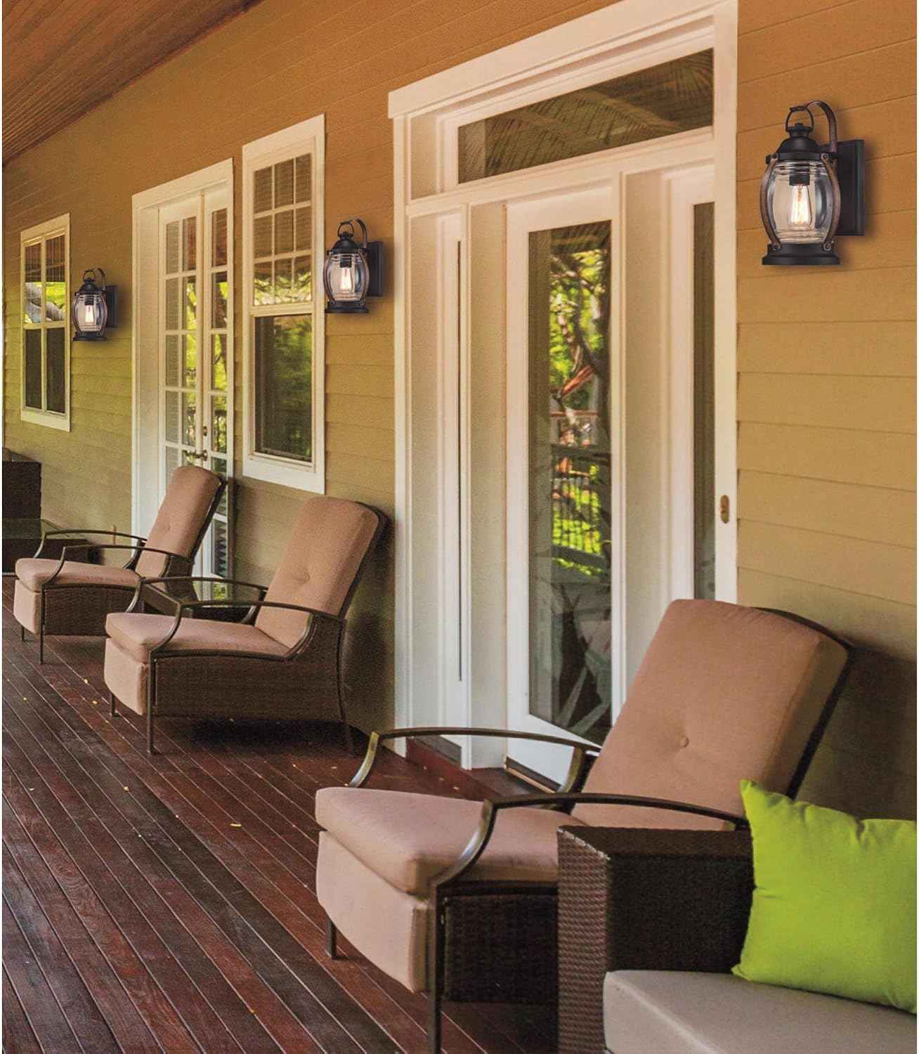 Westinghouse 6335100 Canyon One-Light Outdoor Wall Fixture, Textured Black and Barnwood Finish with Clear Glass