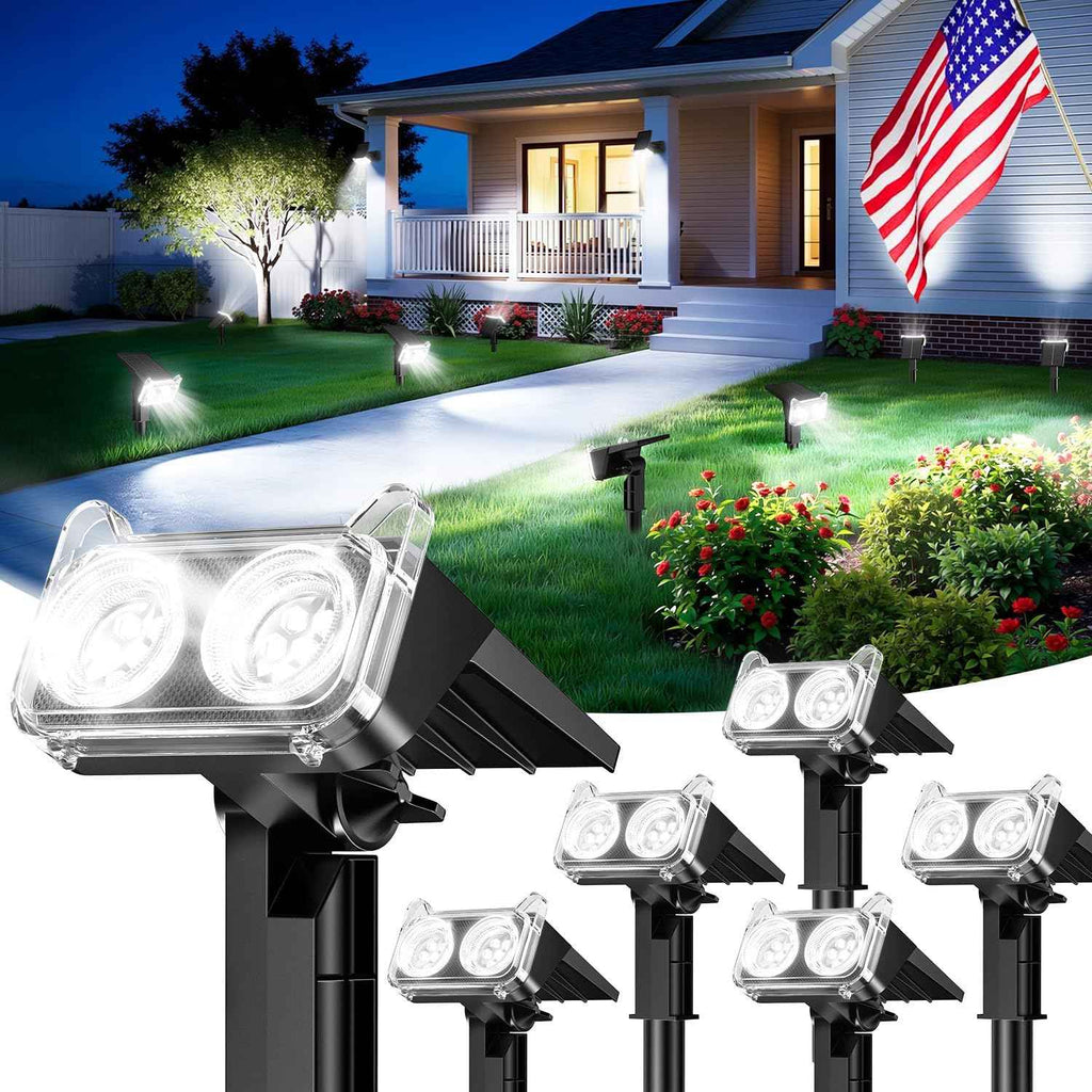 LETMY Solar Lights Outdoor Waterproof IP65, 6 Pack Solar Spot Lights Outdoor With 14 Big LEDs, 2-in-1 Wall Lights & 2 Modes Solar Powered Landscape Spotlights for Garage Pathway Yard Decor Garden Gift