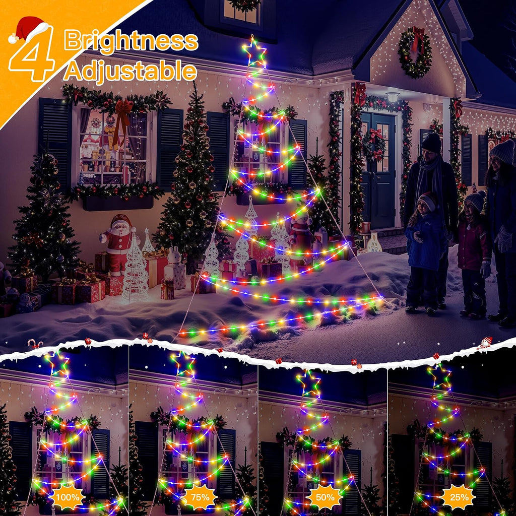 Ollny Outdoor Lighted Christmas Decorations 13FT Tall, IP67 Waterproof Outdoor Christmas Lights with 3 Timers and 8 Lighting Modes, Xmas Decor Light for House Yard Window Wall Lights (Multicolored)