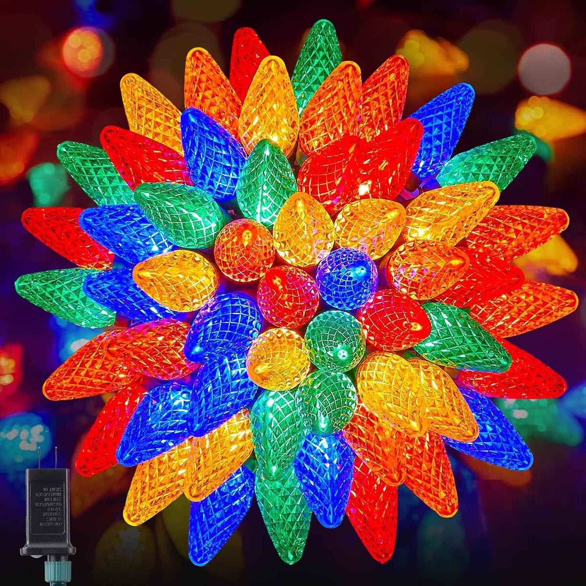 Minetom C9 Outdoor Christmas Lights, 72 FT 110 LED C9 String Lights, 8 Modes & Timer Connectable Waterproof for Christmas Tree Light Indoor Outdoor Xmas Decor, Multicolor