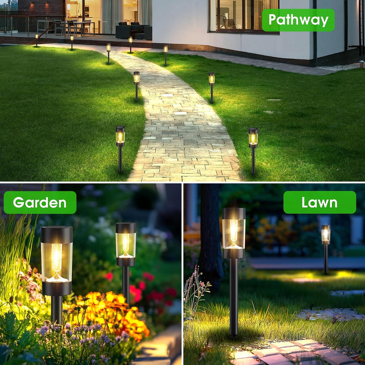 Eyrosa Solar Pathway Lights Outdoor Waterproof, 12 Pack, Warm White | Solar Landscape Lighting for Pathway Garden Yard Path Walkway Driveway Lawn Outside Décor