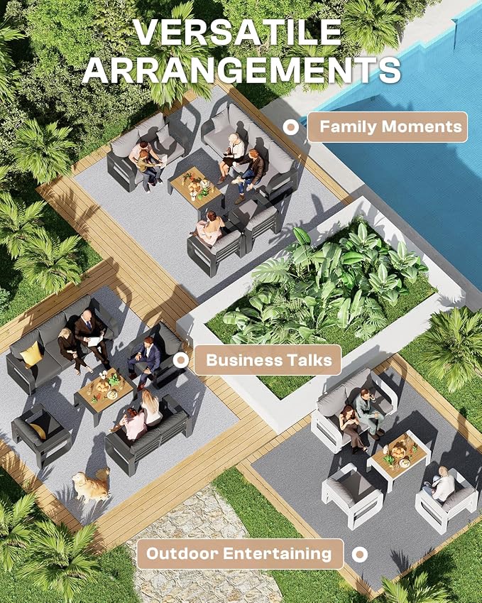 Aluminum Outdoor Patio Furniture Set, 5 Piece Oversized Patio Conversation Sets - Image 5
