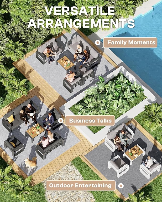Aluminum Outdoor Patio Furniture Set, 5 Piece Oversized Patio Conversation Sets - Image 5