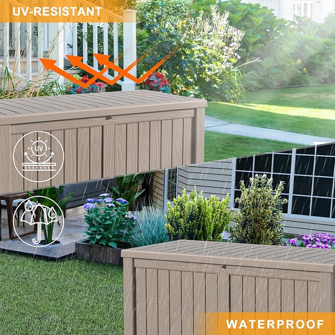 EasyUp 150 Gallon Outdoor Storage Box, Resin Waterproof UV-Resistant Deck Box - Image 7