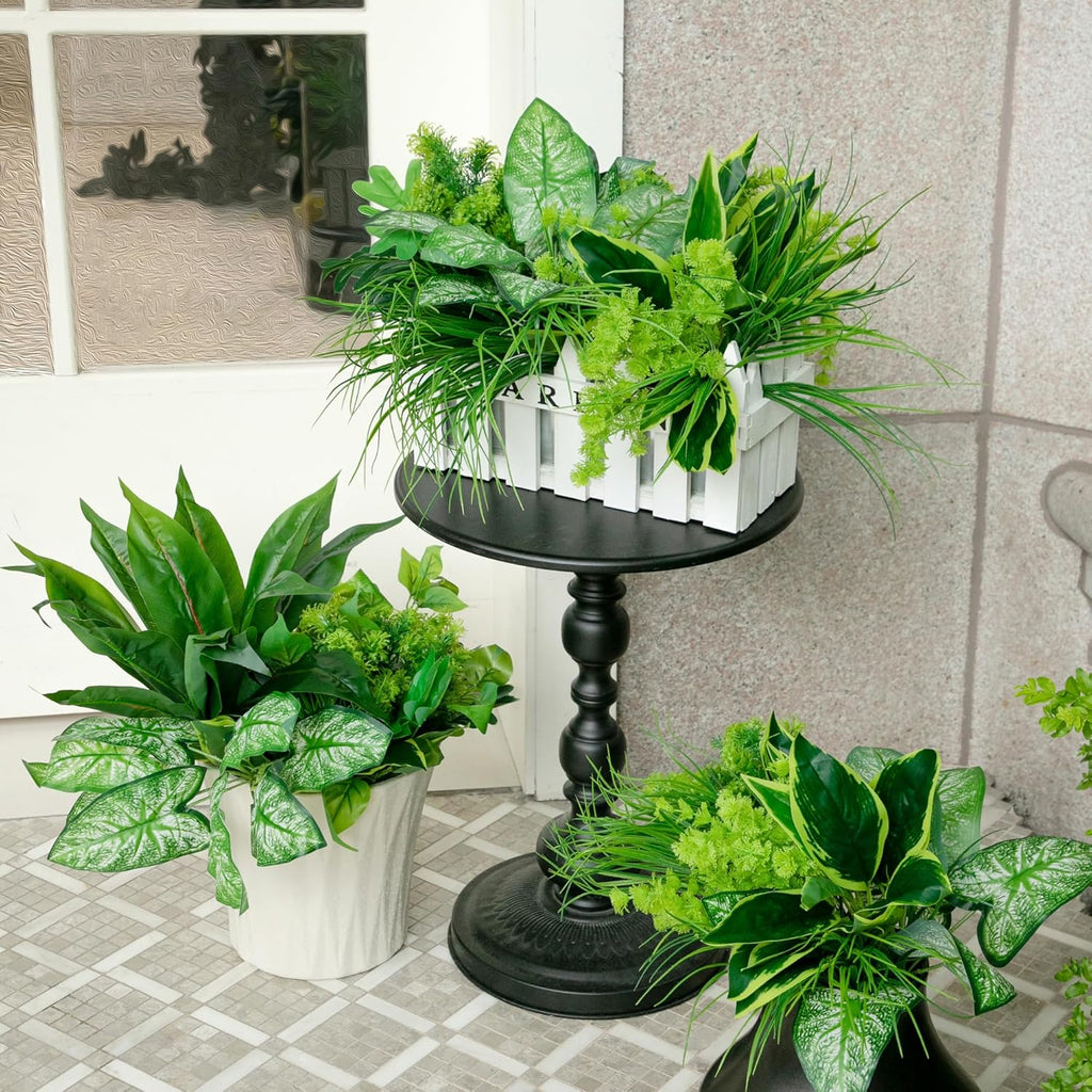 Yuyueflow 20Pcs Outdoor UV-Resistant Artificial Plants, Realistic Green Boxwood Shrubs, Faux Plastic Greenery, Suitable for Outdoor Hanging Gardens, Porches, Window Boxes, Wedding, and Farmhouse Decor