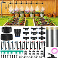 100FT Drip Irrigation Kit with 30 Emitters, 3 Spray Types, Push-Fit System | Quick-connect Fittings, Save water, Leak-free, Automatic Plant Watering Sprinkler System for Greenhouse, Potted, Raised Bed