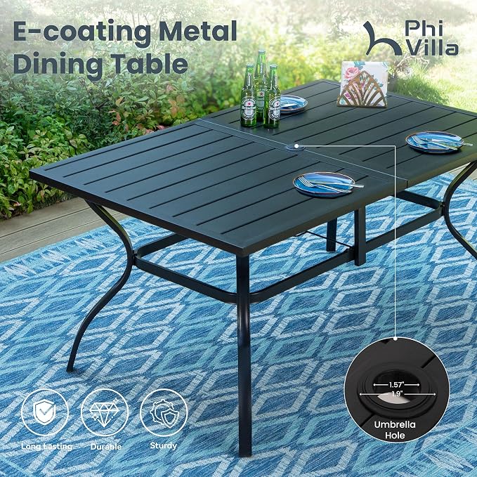 PHI VILLA 7 PCS Patio Dining Set, Aluminum Outdoor Furniture, Patio Table and - Image 4