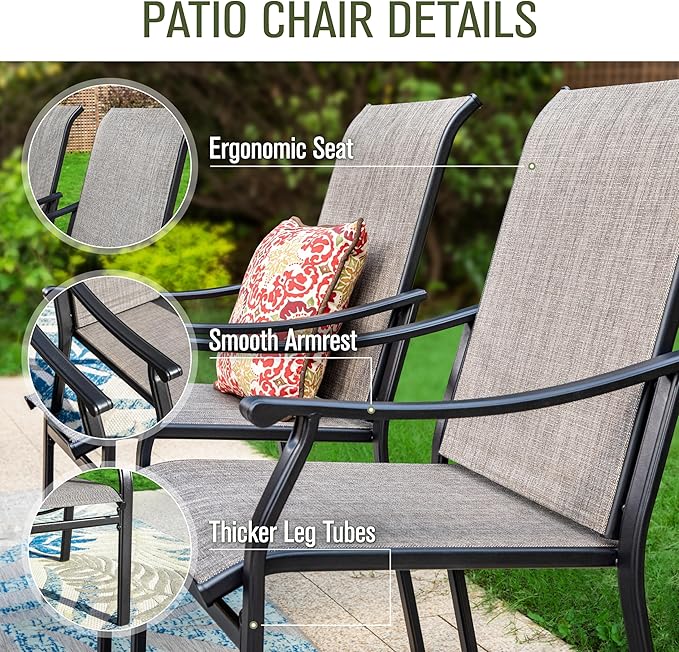Sophia & William Outdoor Dining Set 5 Pieces, 4 Comfortable Textilene Chairs - Image 3