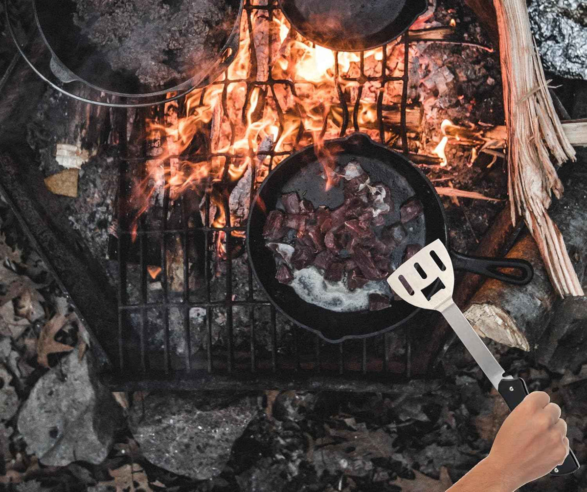 Iconikal 4-in-1 Folding Camping Grilling Tool Turner Spatula Grill Brush