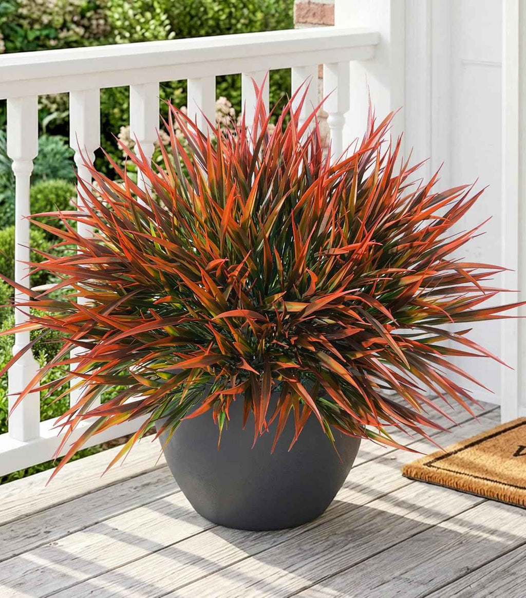 HyeFlora 12 Bundles Artificial Plants Outdoor Fake Greenery Plastic Grass Stems, UV Resistant Faux Plants for Outside Planters Realistic Artificial Bushes for Outdoors Patio Porch Window Garden Decor