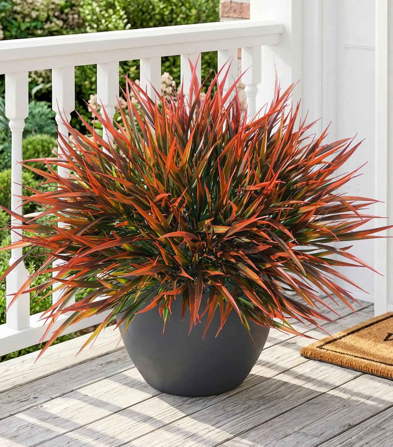 HyeFlora 12 Bundles Artificial Plants Outdoor Fake Greenery Plastic Grass Stems, UV Resistant Faux Plants for Outside Planters Realistic Artificial Bushes for Outdoors Patio Porch Window Garden Decor