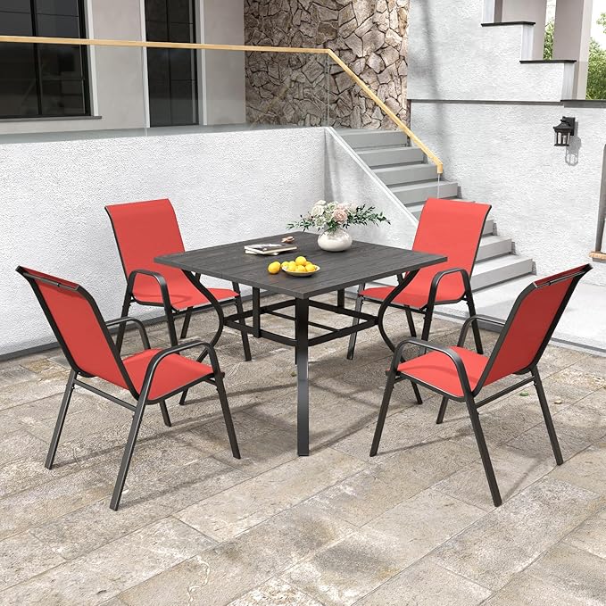 Patio Chairs Set of 4, Stackable Outdoor Dining Chairs - Image 3