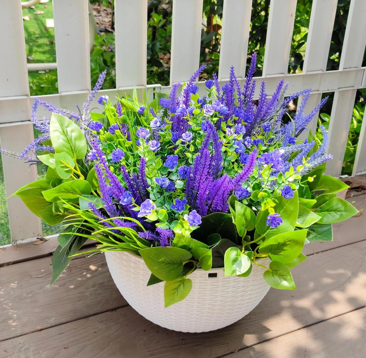 LUNETH 18PCS Artificial Plants for Outdoor Decor Fake Plants Realistic Faux Greenery & Flowers Fake Plastic Leaves with Stems Artificial Outdoor Bushes for Garden Porch and Patio UV Resistant