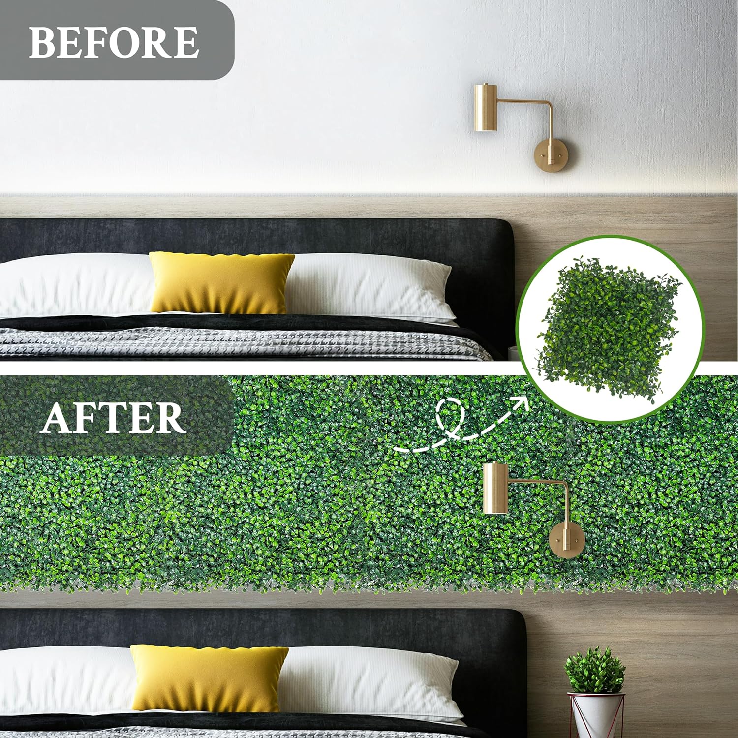 10"x 10"(16 P), UV-Anti Artificial Grass Wall Panel, 4-Layer Leaf | Faux Boxwood Greenery, Indoor Outdoor Patio Balcony Occlusion, Ivy Fence Covering Privacy, Garden Backyard Backdrop Decor